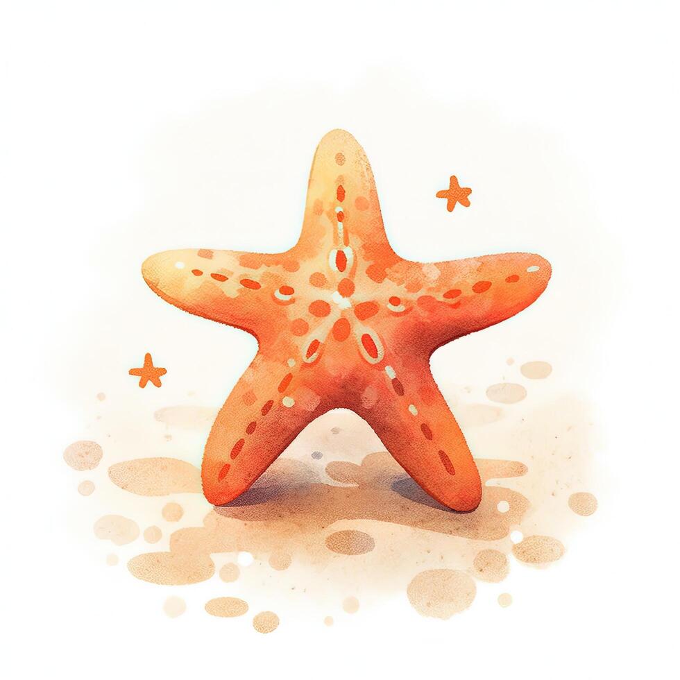 Watercolor starfish. Illustration photo