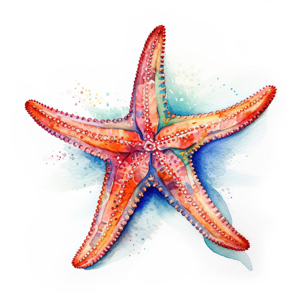 Watercolor starfish. Illustration photo