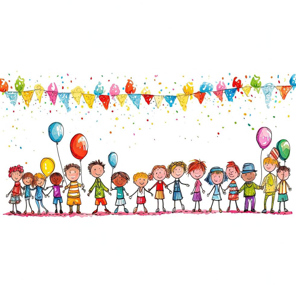 Kids cartoon birthday background. Illustration photo