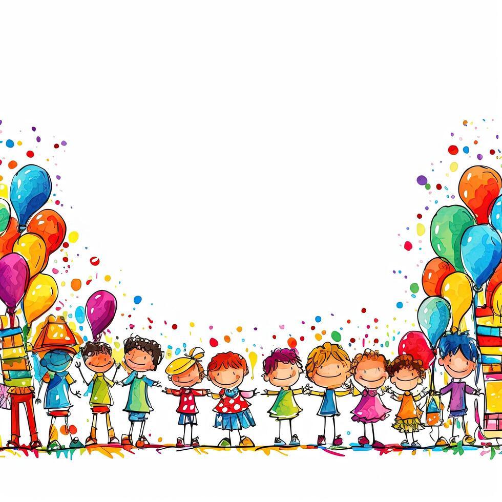 Kids cartoon birthday background. Illustration photo