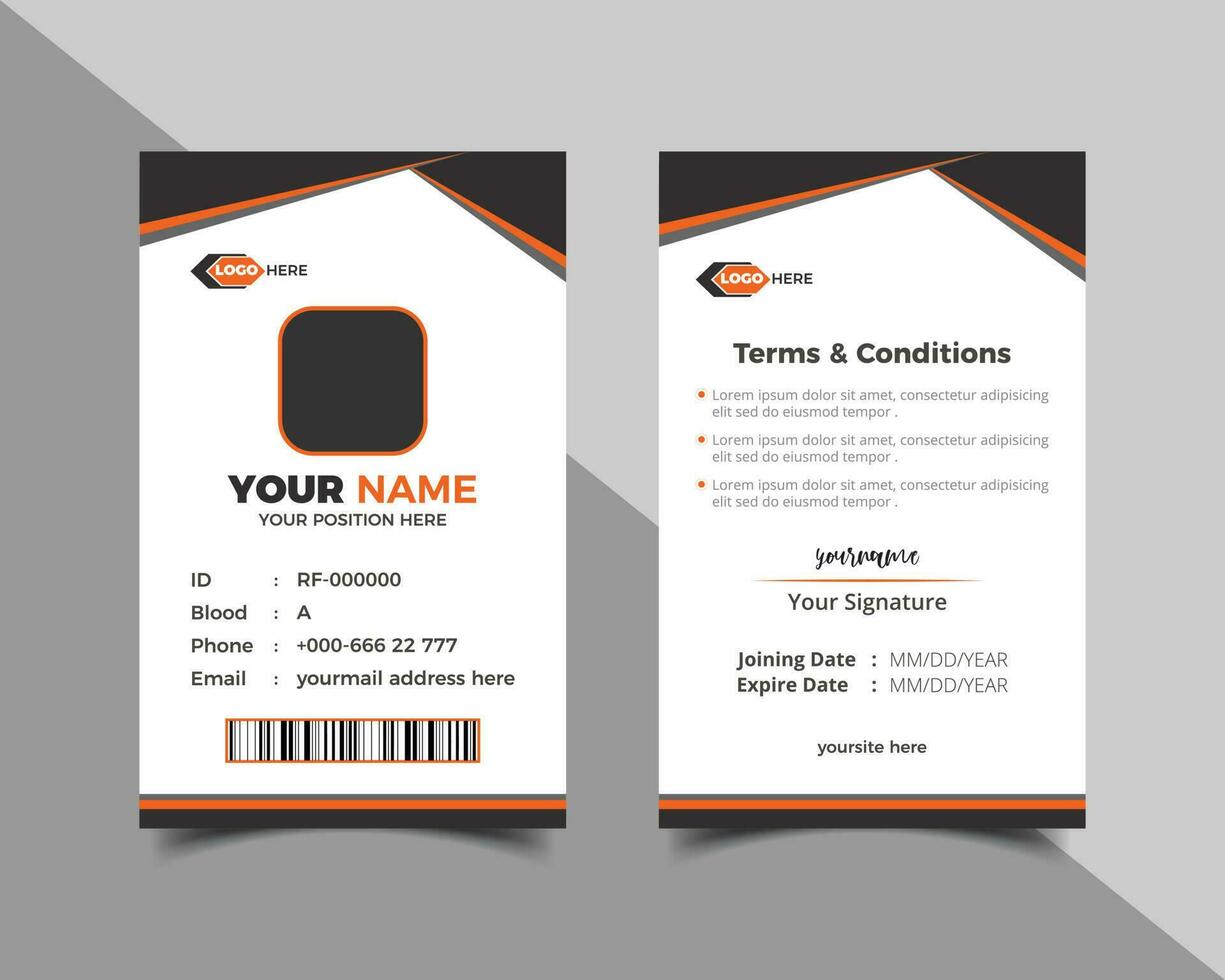 Simple creative business id card design template or Corporate office id card template design vector