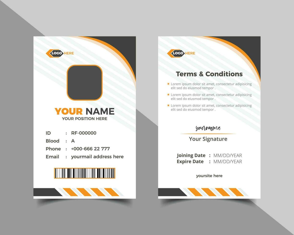 Simple creative business id card design template or Corporate office id card template design vector