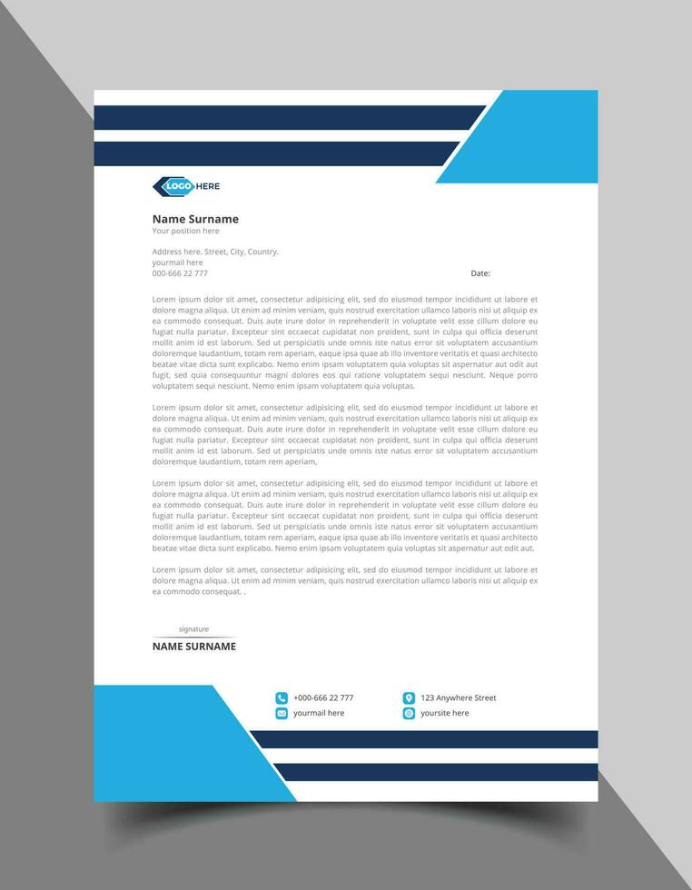 Professional and modern corporate letterhead design or letterhead template vector