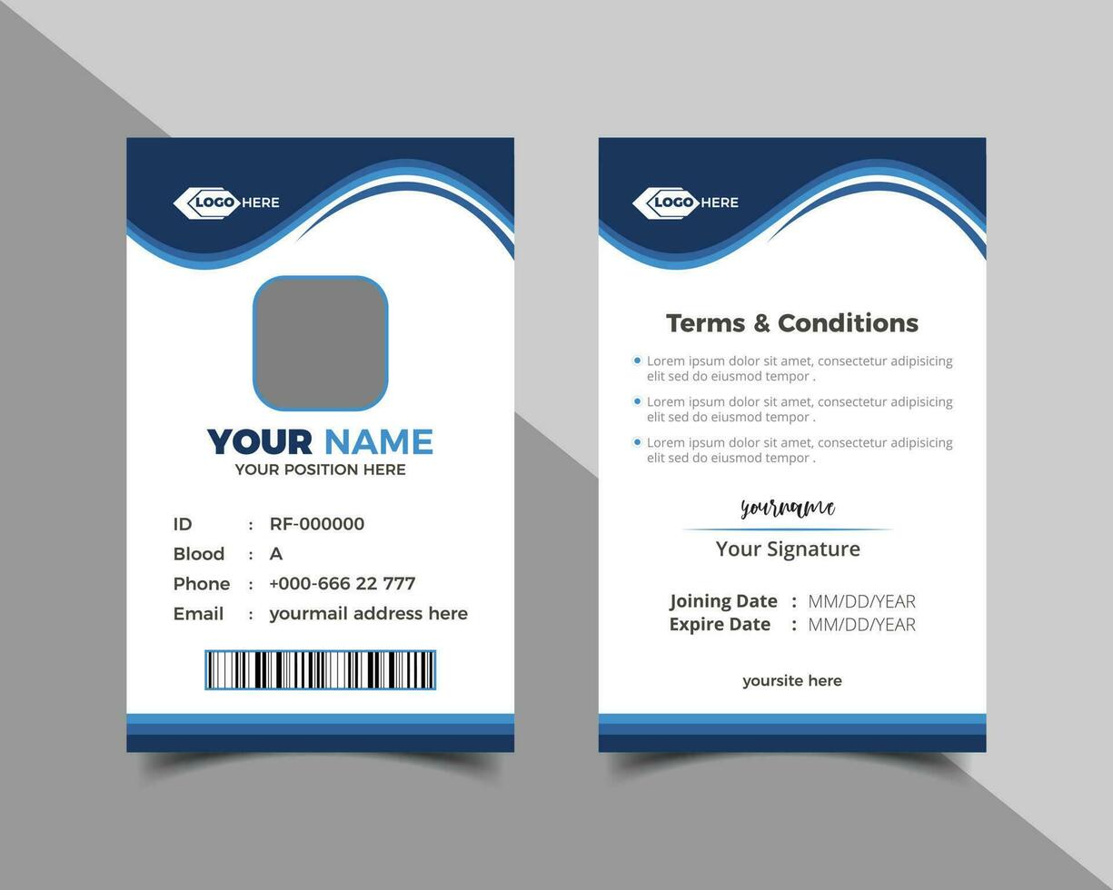 Simple creative business id card design template or Corporate office id card template design vector