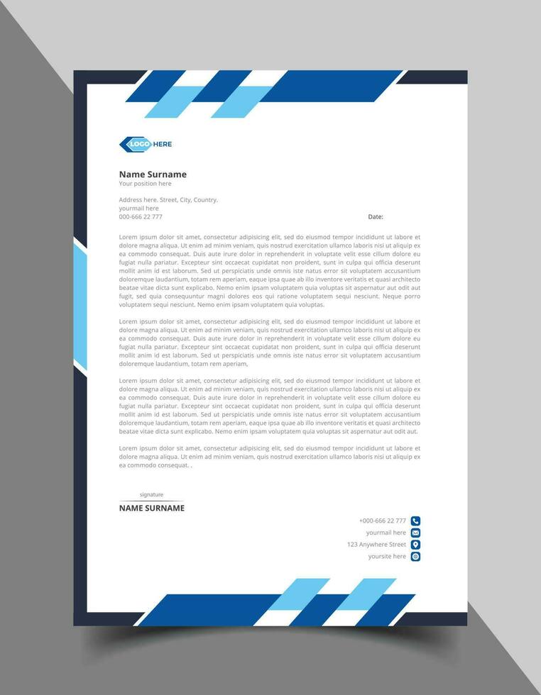 Professional and modern corporate letterhead design or letterhead template vector