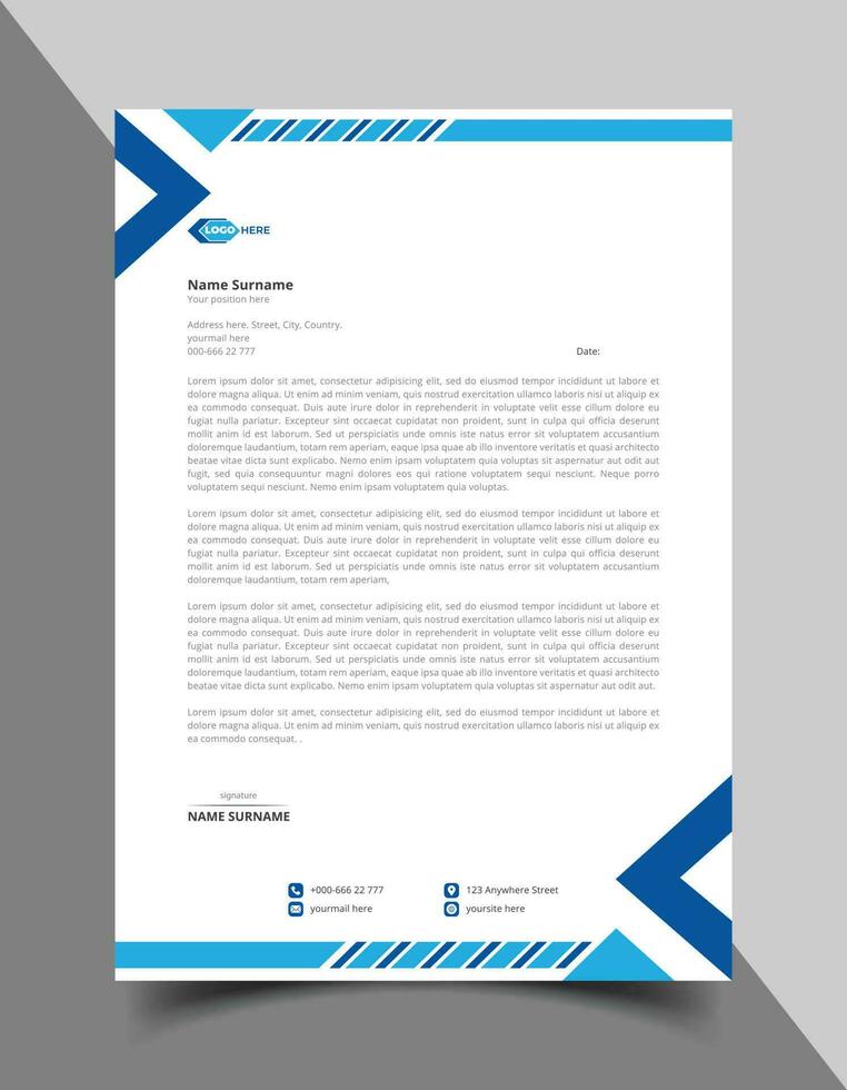 Professional and modern corporate letterhead design or letterhead template vector