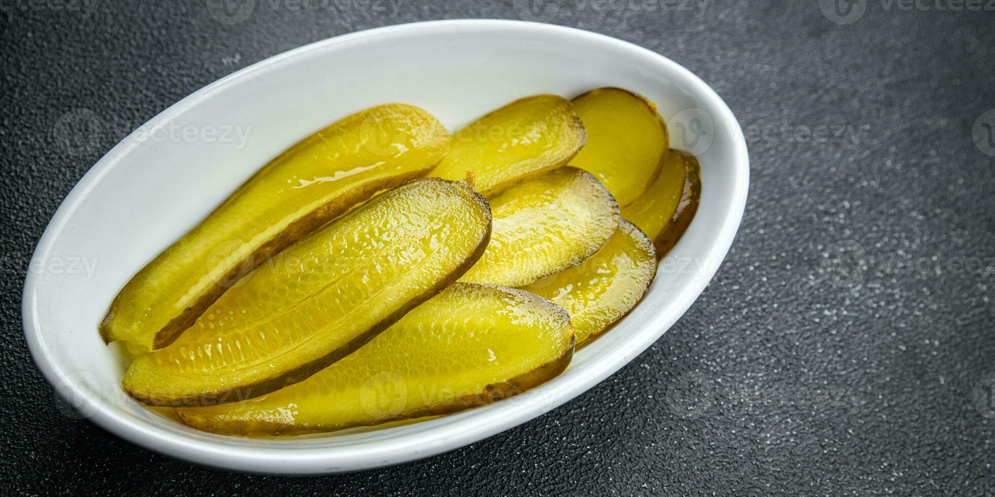 cucumber slice pickled for sandwich vegetable food meal snack on the table copy space food background rustic top view photo