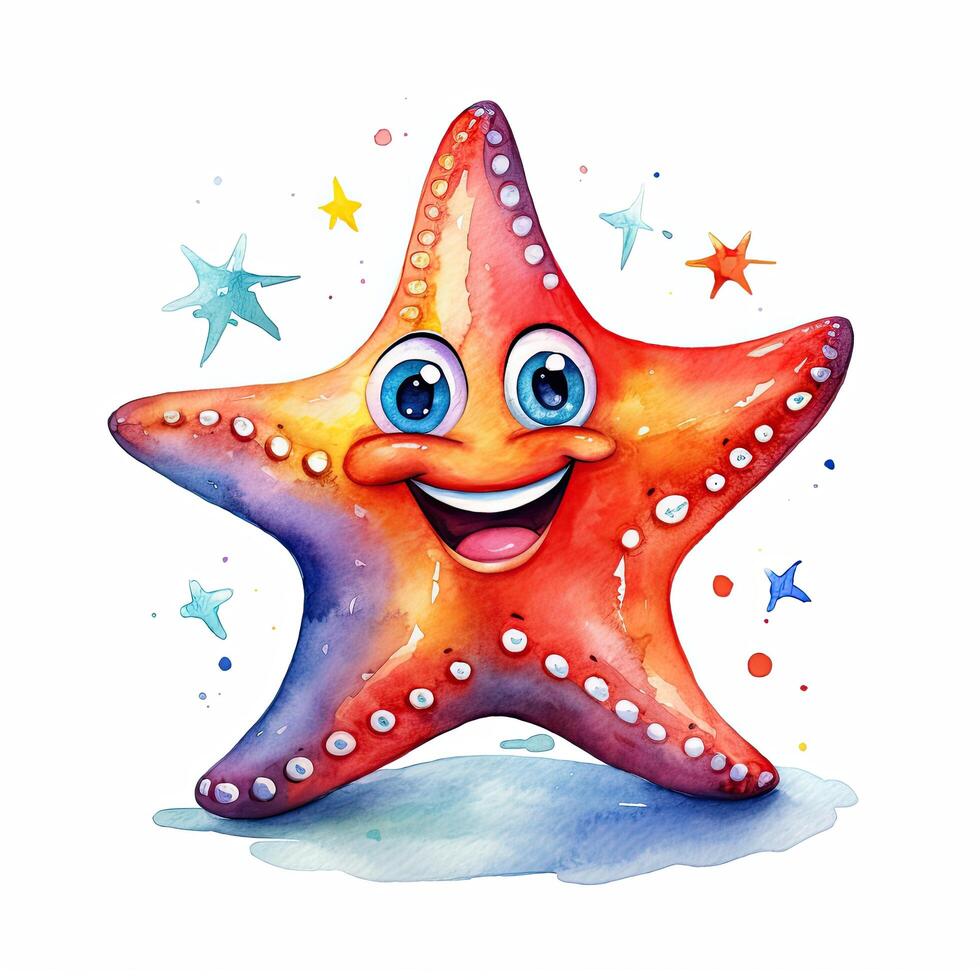 Cute watercolor starfish. Illustration photo