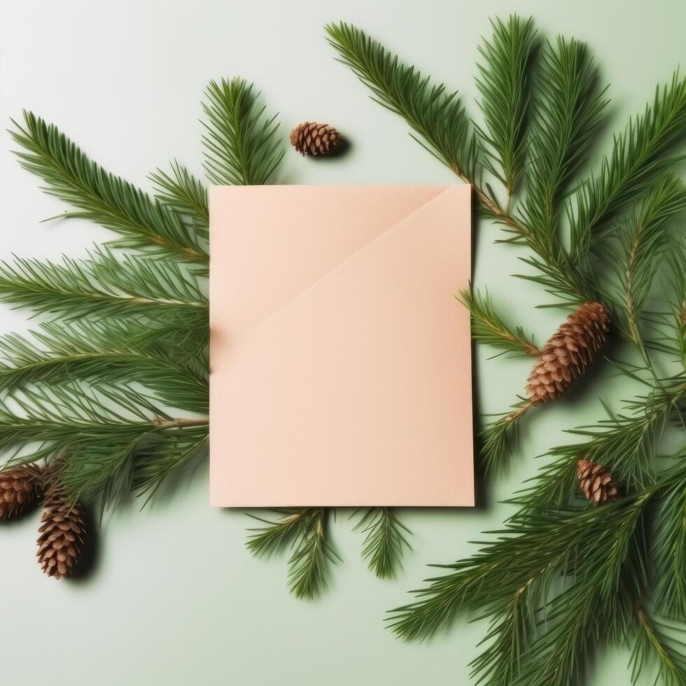 Empty Christmas card mockup. Illustration photo