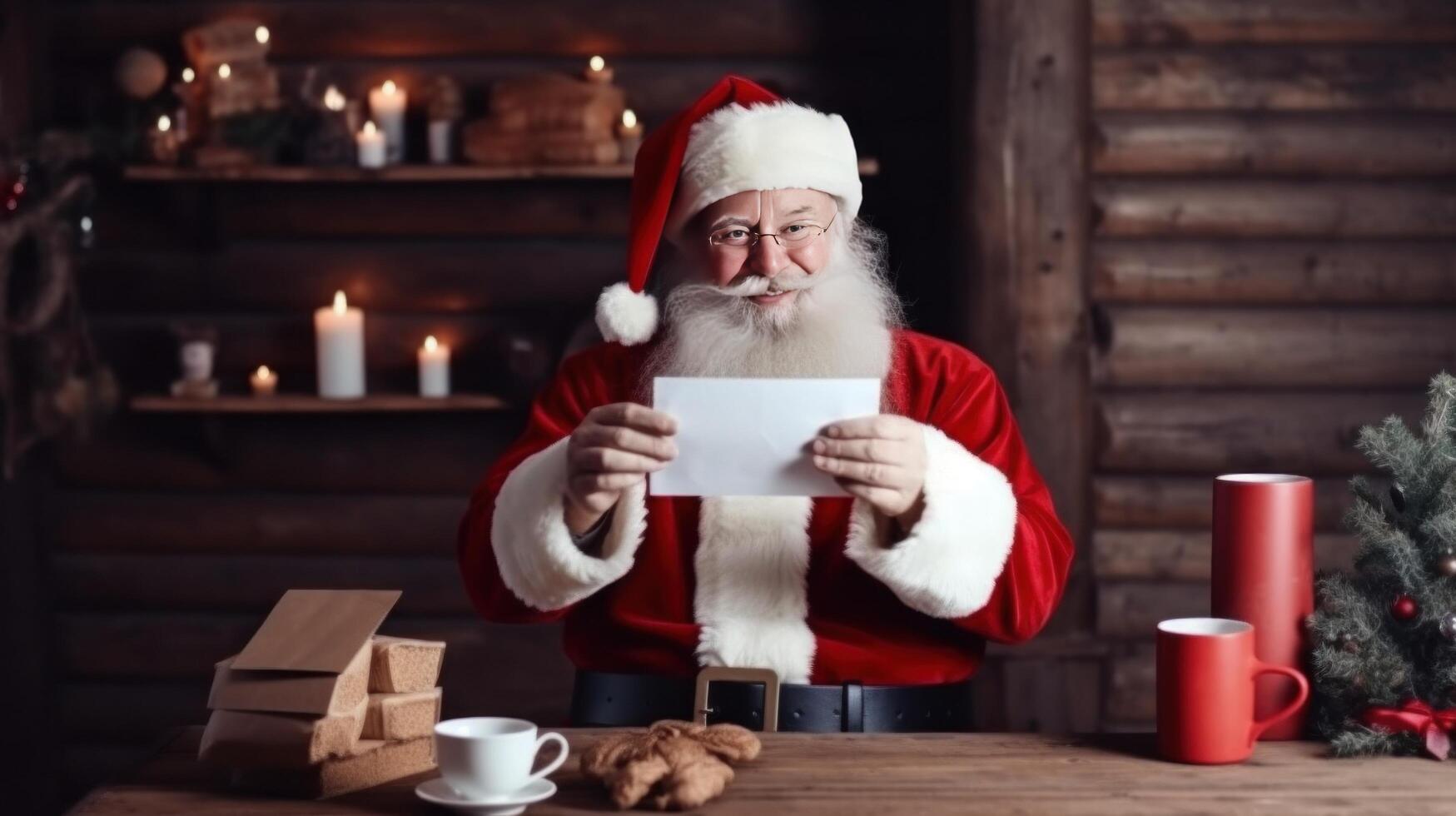 Santa Claus with letters. Illustration photo