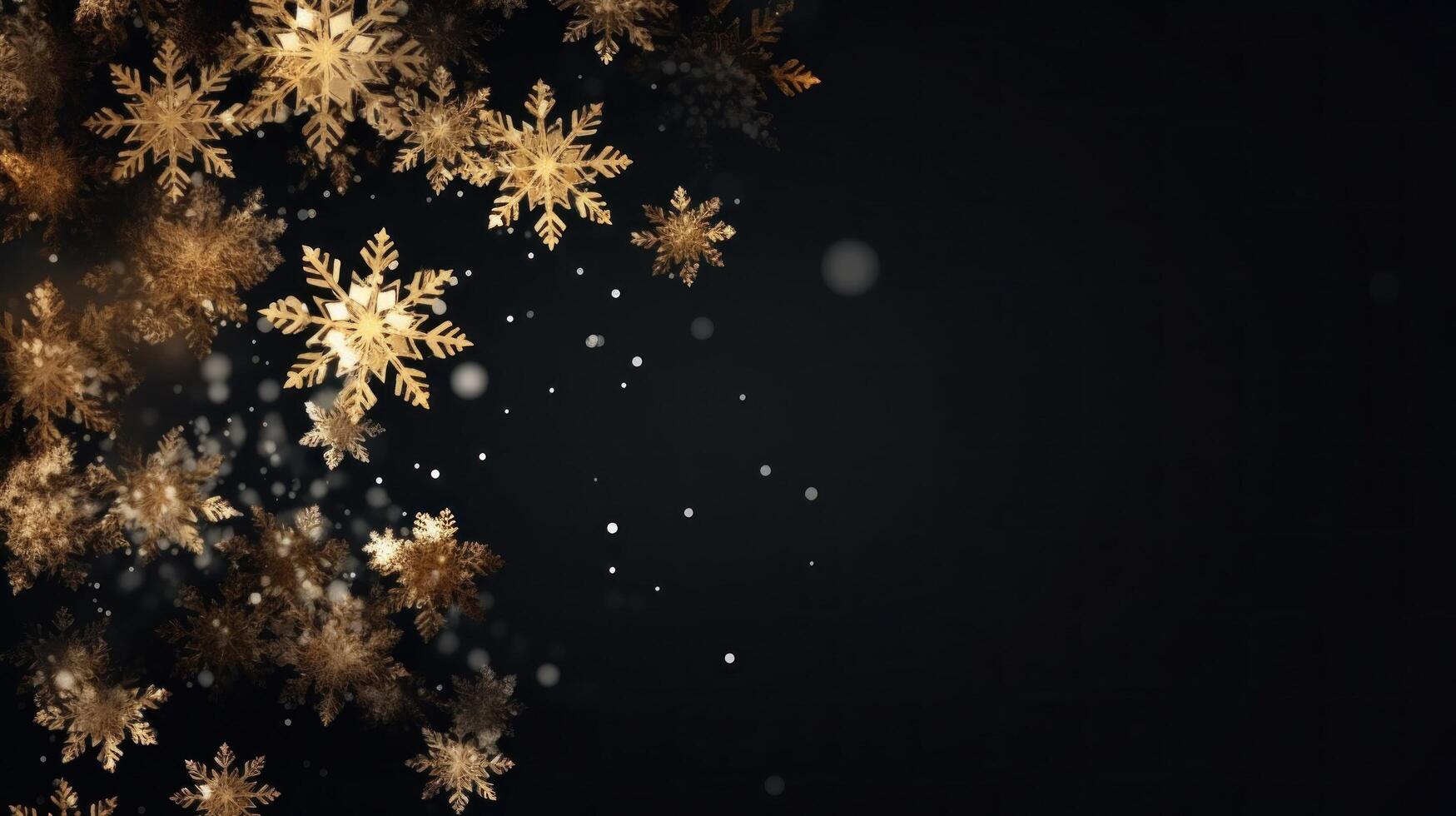 Christmas dark background with golden glitter stars. Illustration photo
