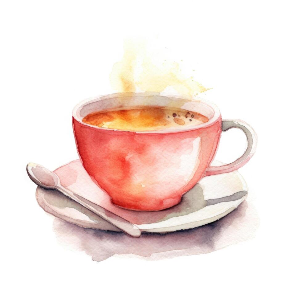 Watercolor painted tee cup. Illustration photo