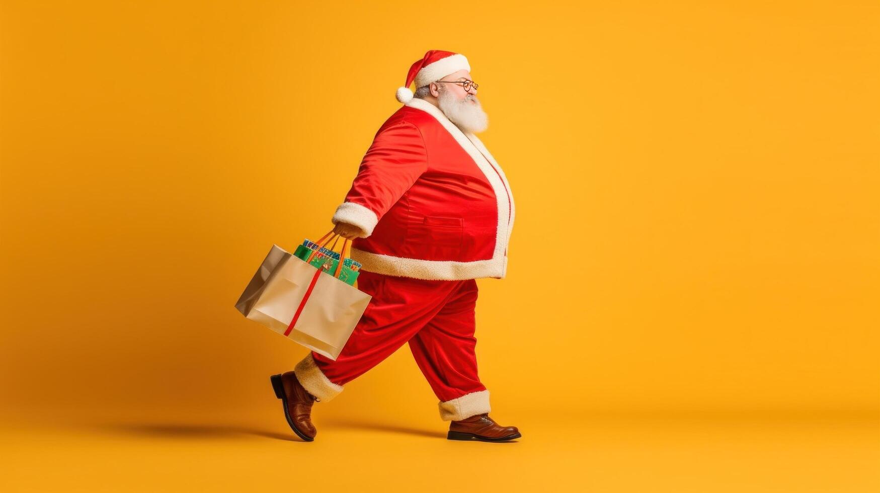 Santa on vivid empty background. Illustration photo