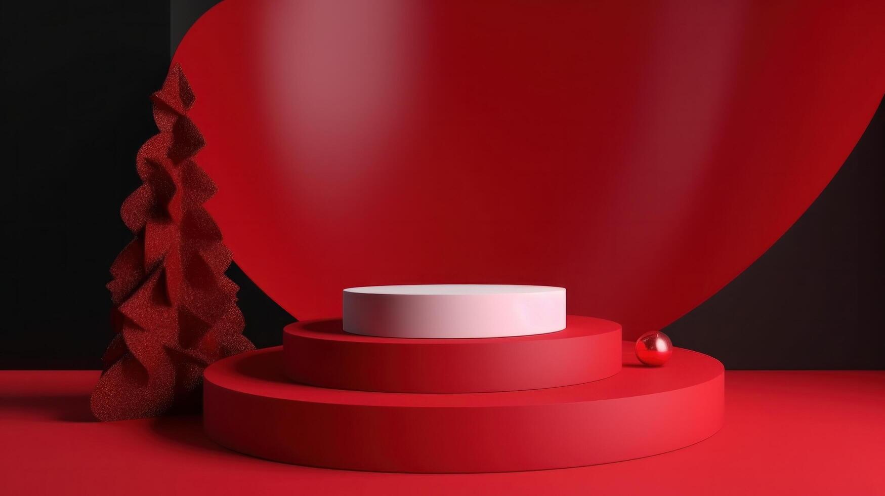 Red Christmas podium for product display. Illustration photo