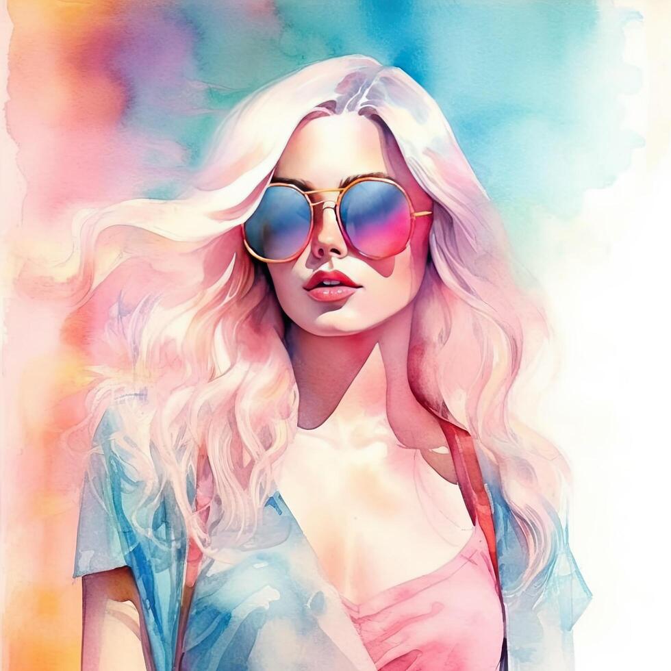 Watercolor fashion background. Illustration photo