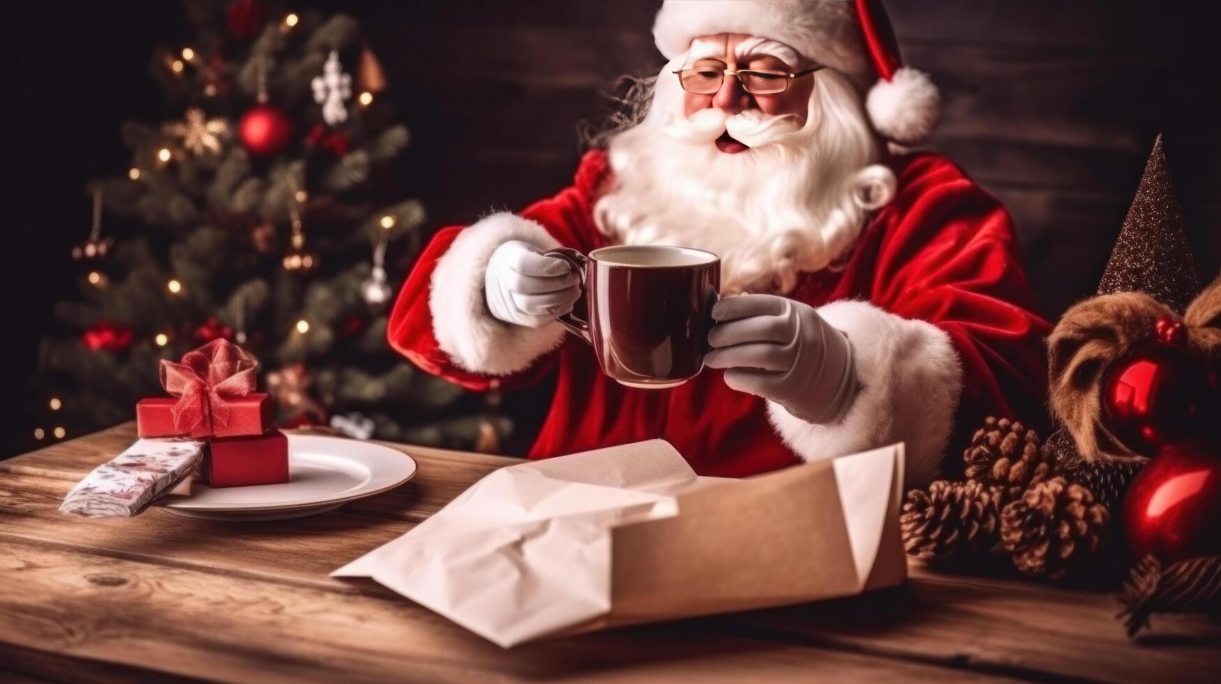 Santa Claus with letters. Illustration photo