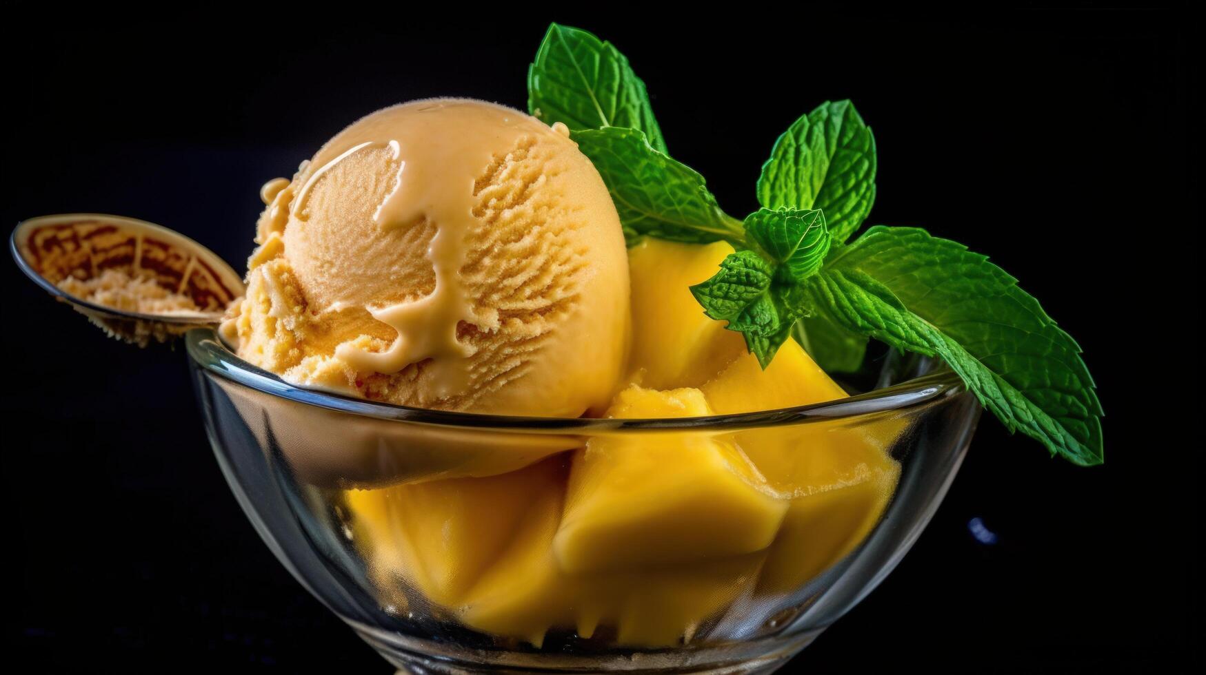 Sweet mango ice cream. Illustration photo