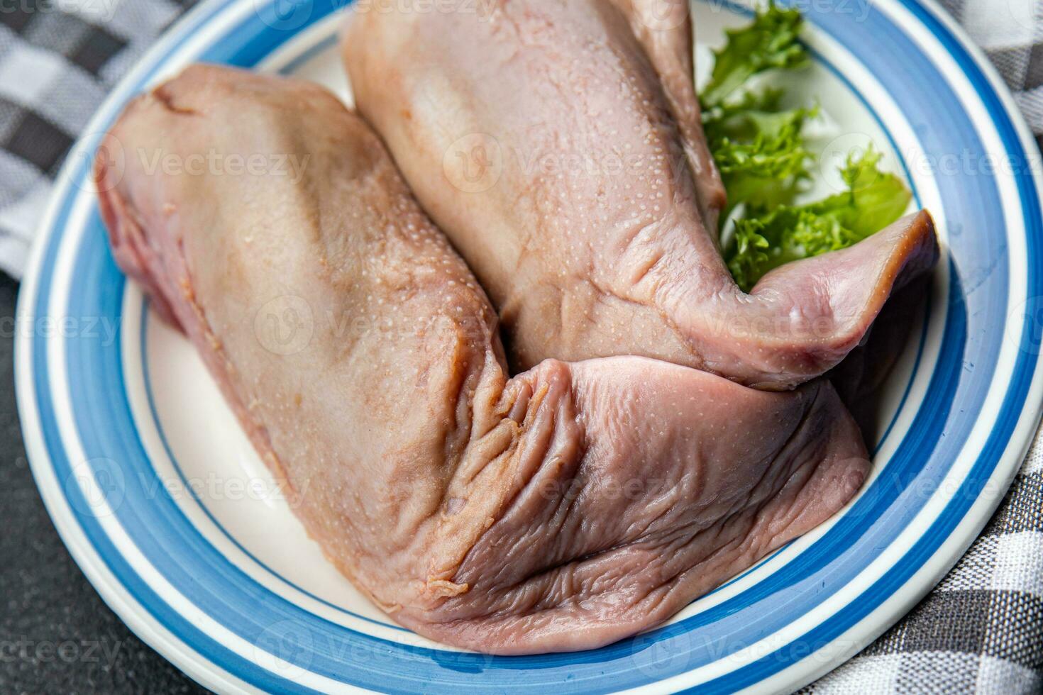 tongue raw pork meat meal food snack on the table copy space food background rustic top view photo