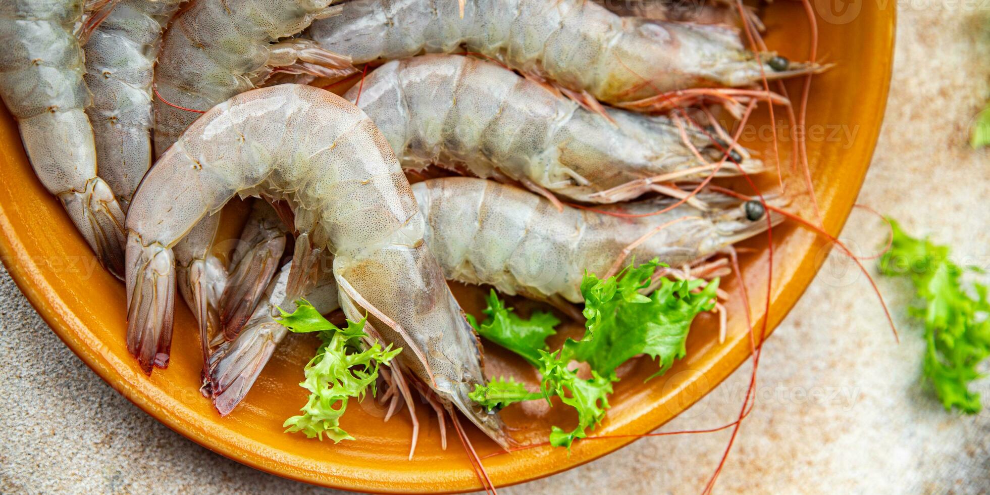 raw shrimp gambas prawn seafood meal food snack on the table copy space food background rustic top view photo