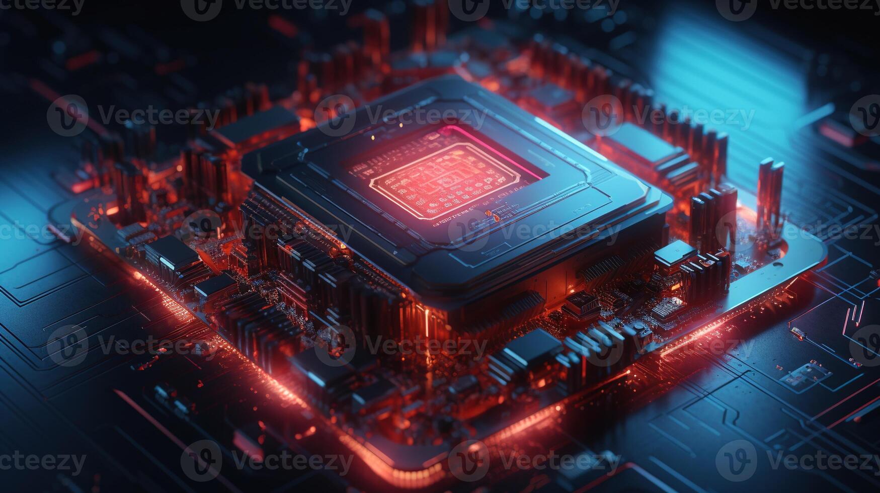 3d rendering of abstract technology concept background. Futuristic circuit board. photo