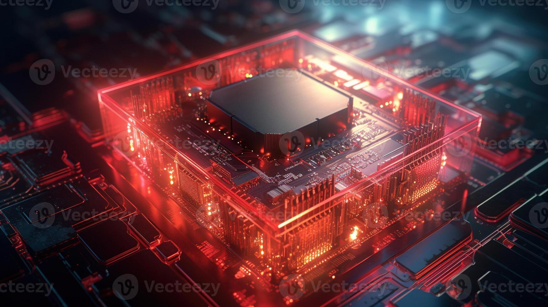 3d rendering of abstract technology concept background. Futuristic circuit board. photo