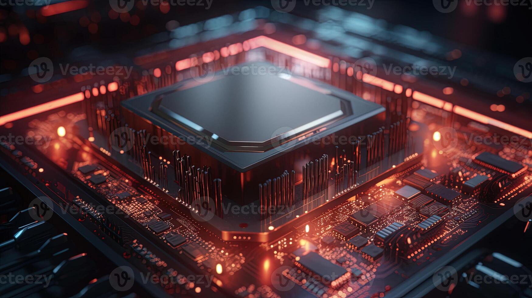 3d rendering of abstract technology concept background. Futuristic circuit board. photo