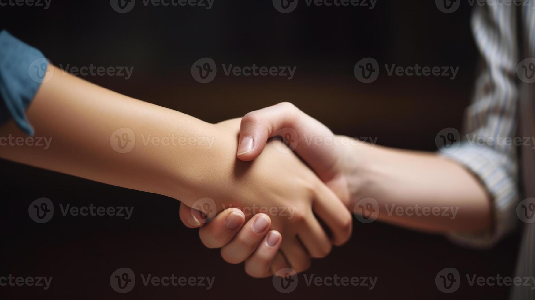 Friendly or casual handshake between two women. Close up. . photo