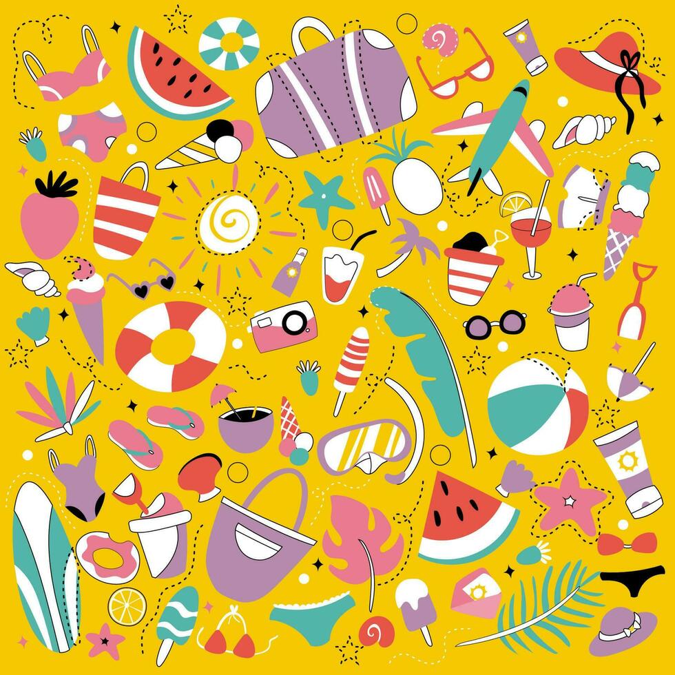 Summer Vector Illustration Set Fun in the Sun Elements