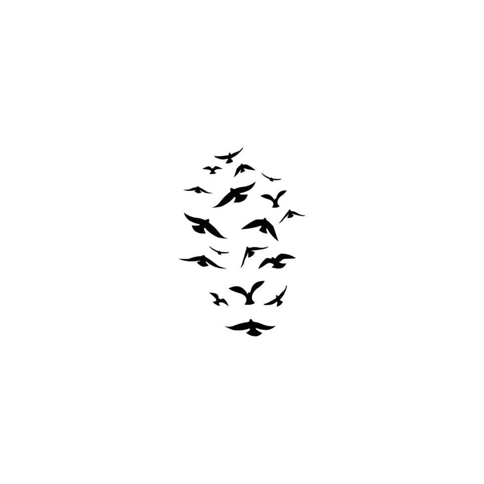 vector silhouettes of a group of flying birds. flock of migratory birds ...