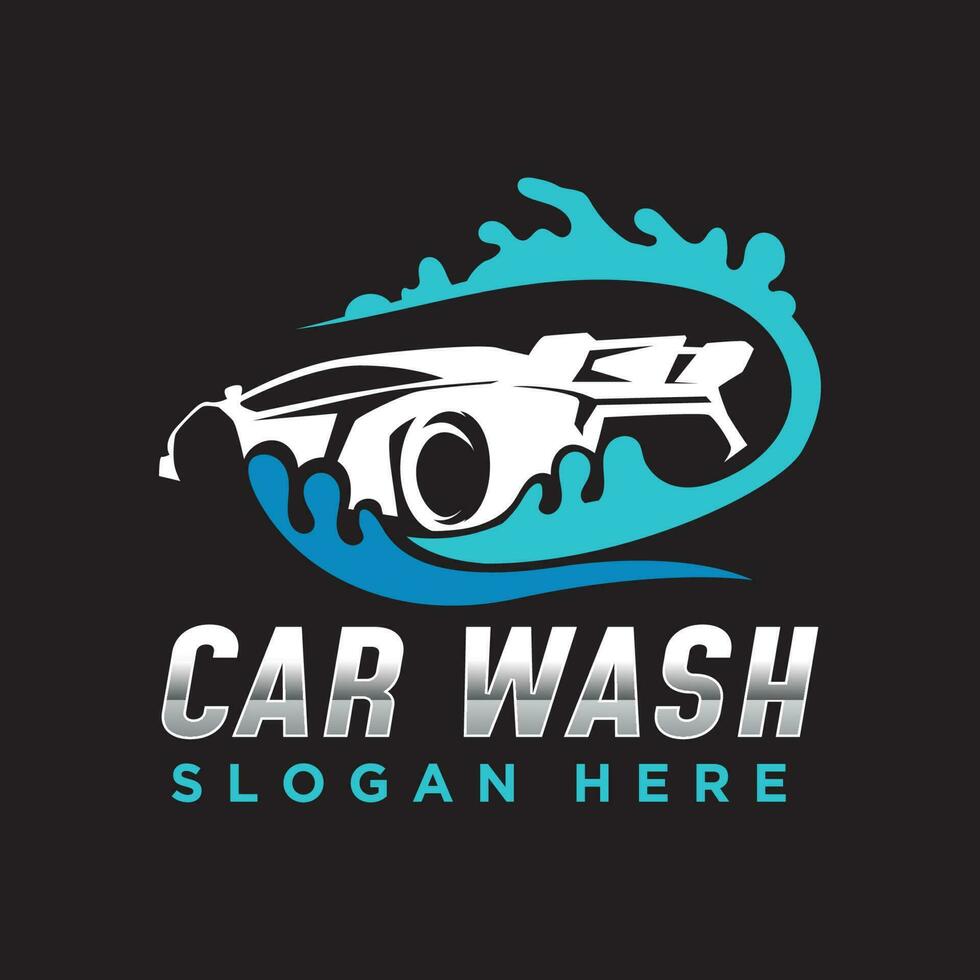 Elegant car wash logo design. Car washing service vector illustration