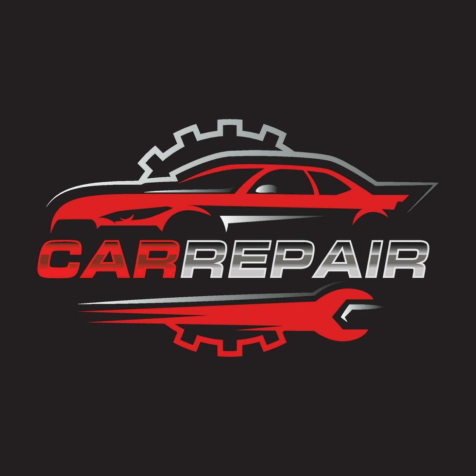 Minimalist car repair logo design template. Car repair service logo vector