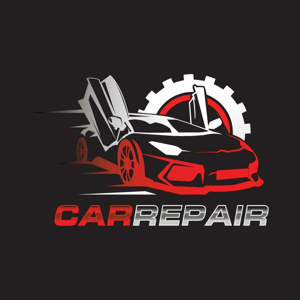 Minimalist car repair logo design template. Car repair service logo vector