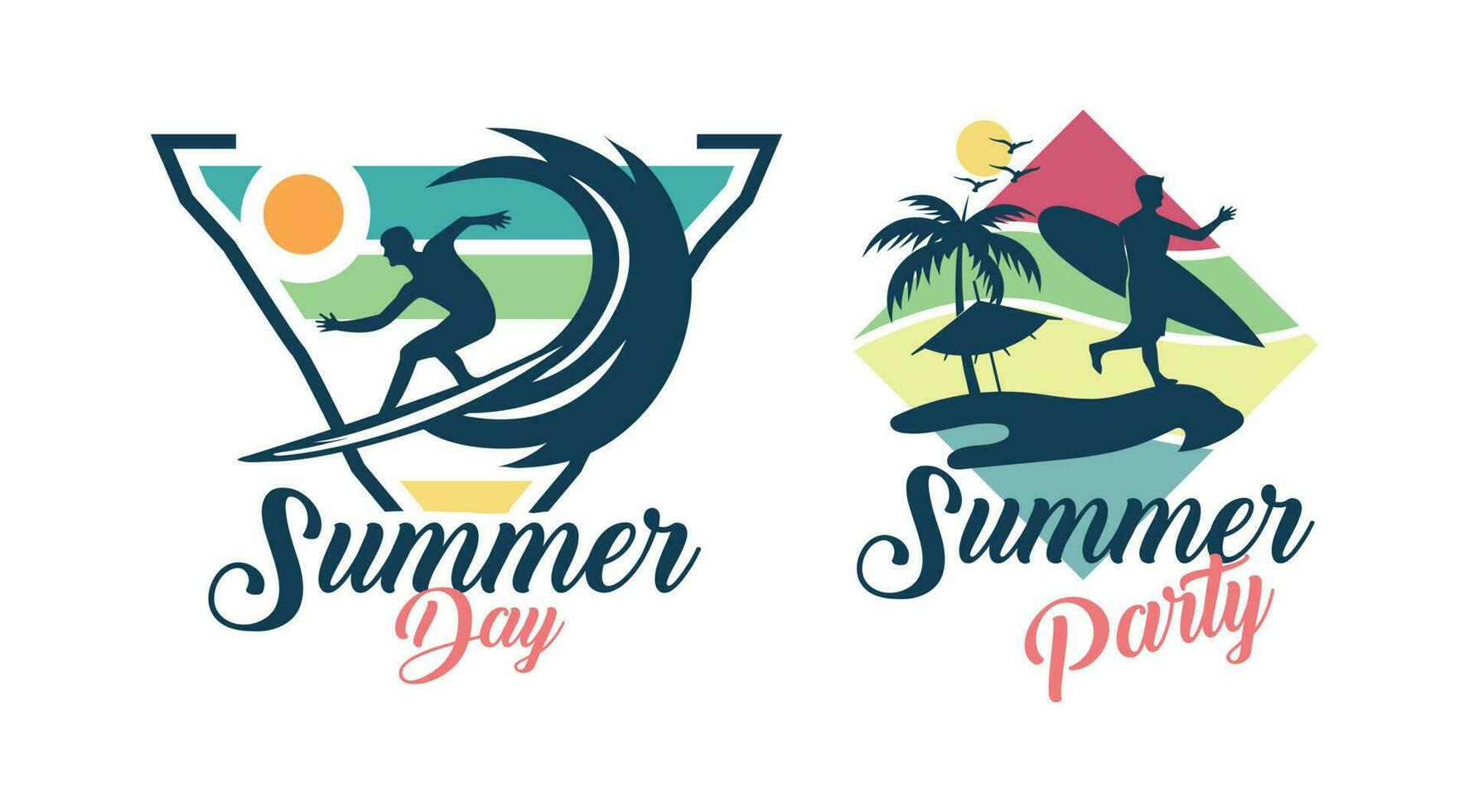 verano y surf logo diseño. retro surf logo modelo vector