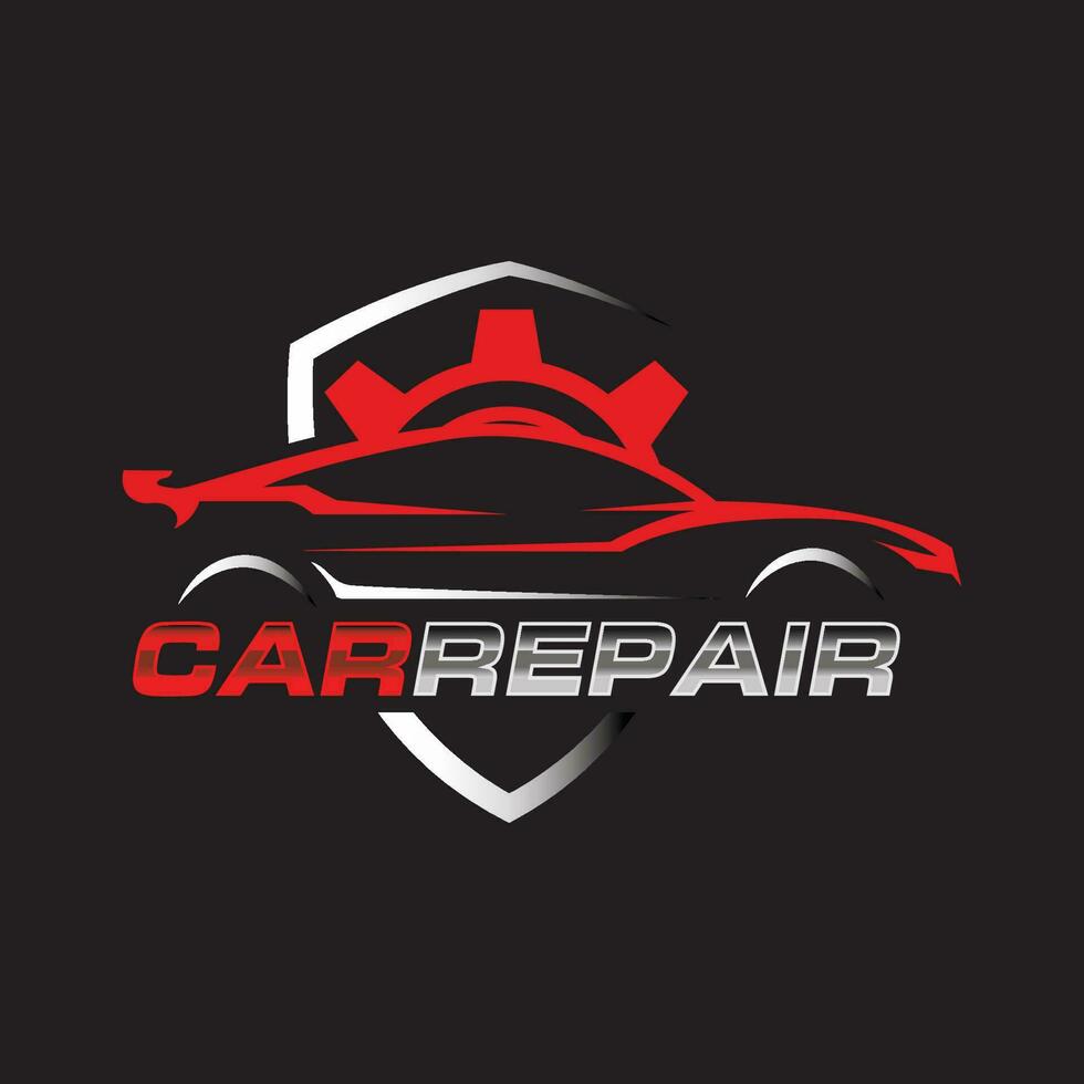 Minimalist car repair logo design template. Car repair service logo vector