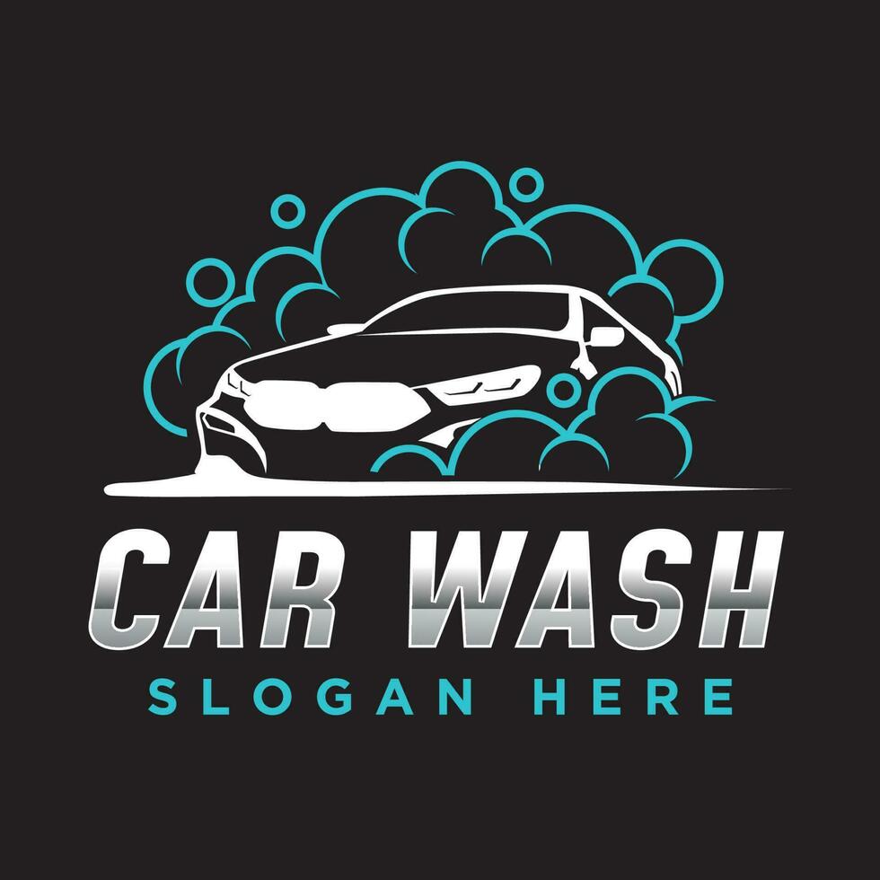 Elegant car wash logo design. Car washing service vector illustration