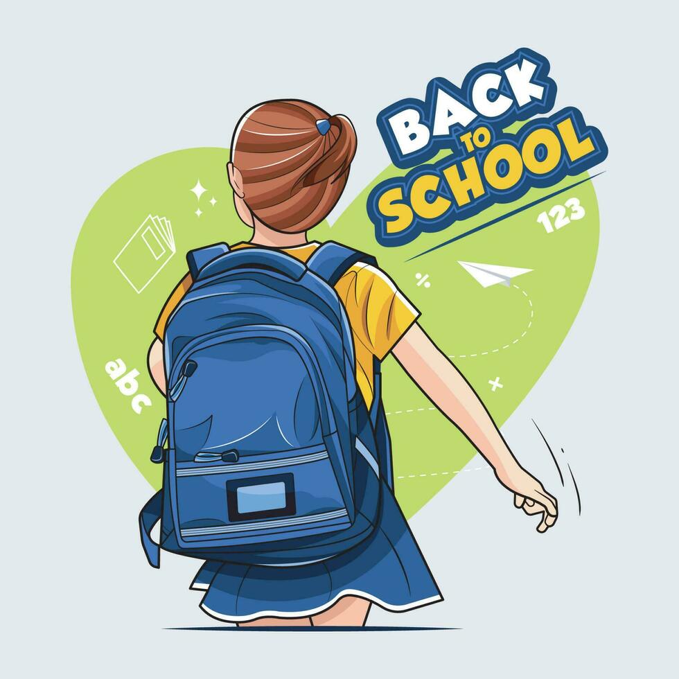 espalda a escuela. niño niña es corriendo y yendo a colegio con divertido vector ilustración gratis descargar