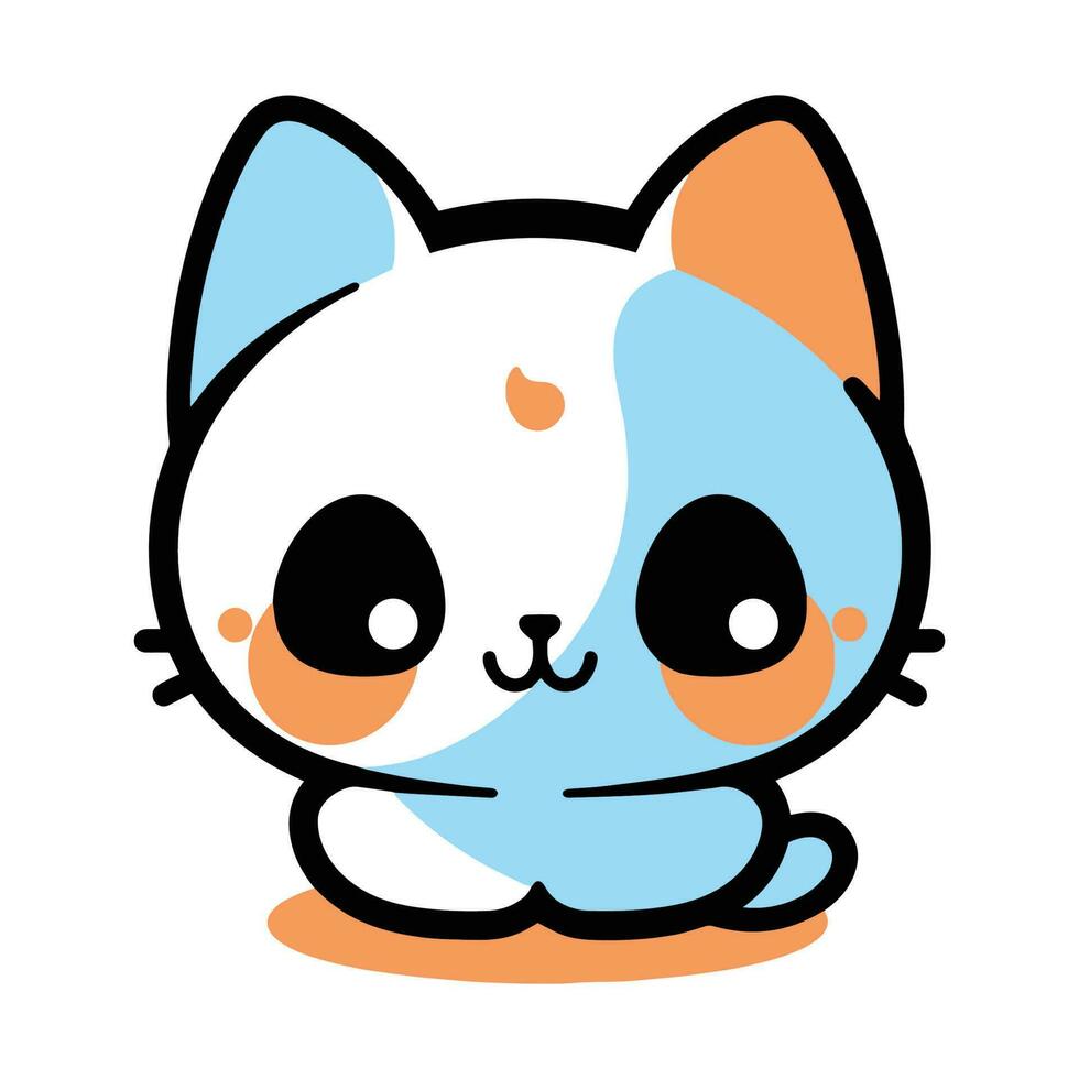 Hand Drawn cute cat in doodle style vector