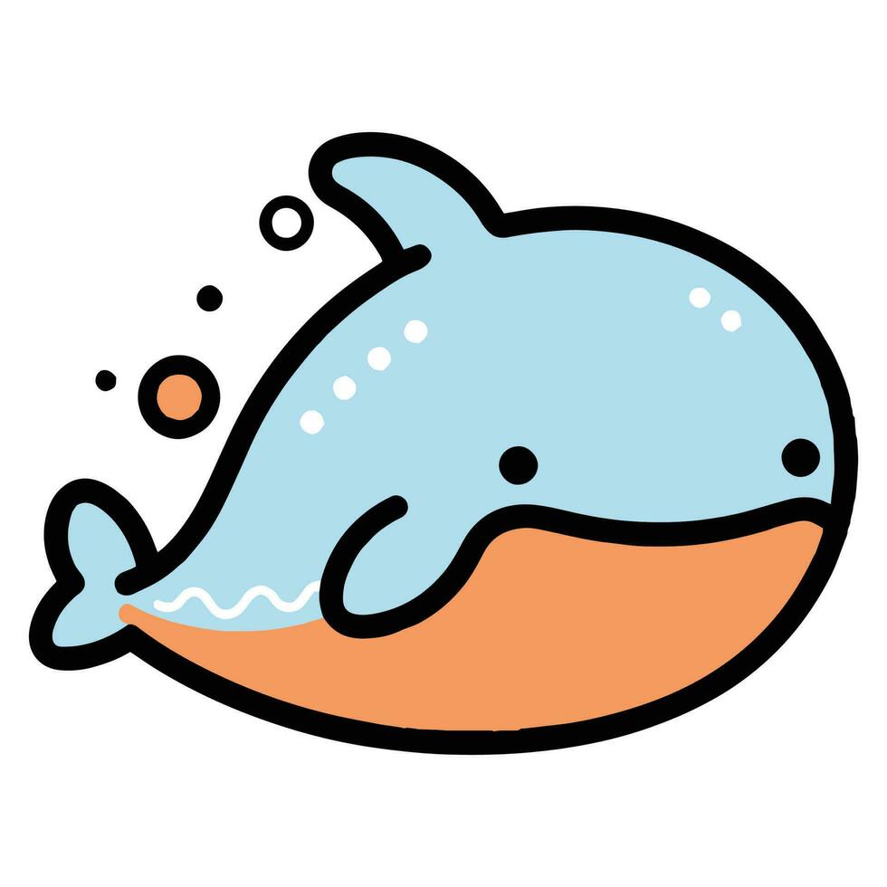 Hand Drawn cute whale in doodle style vector