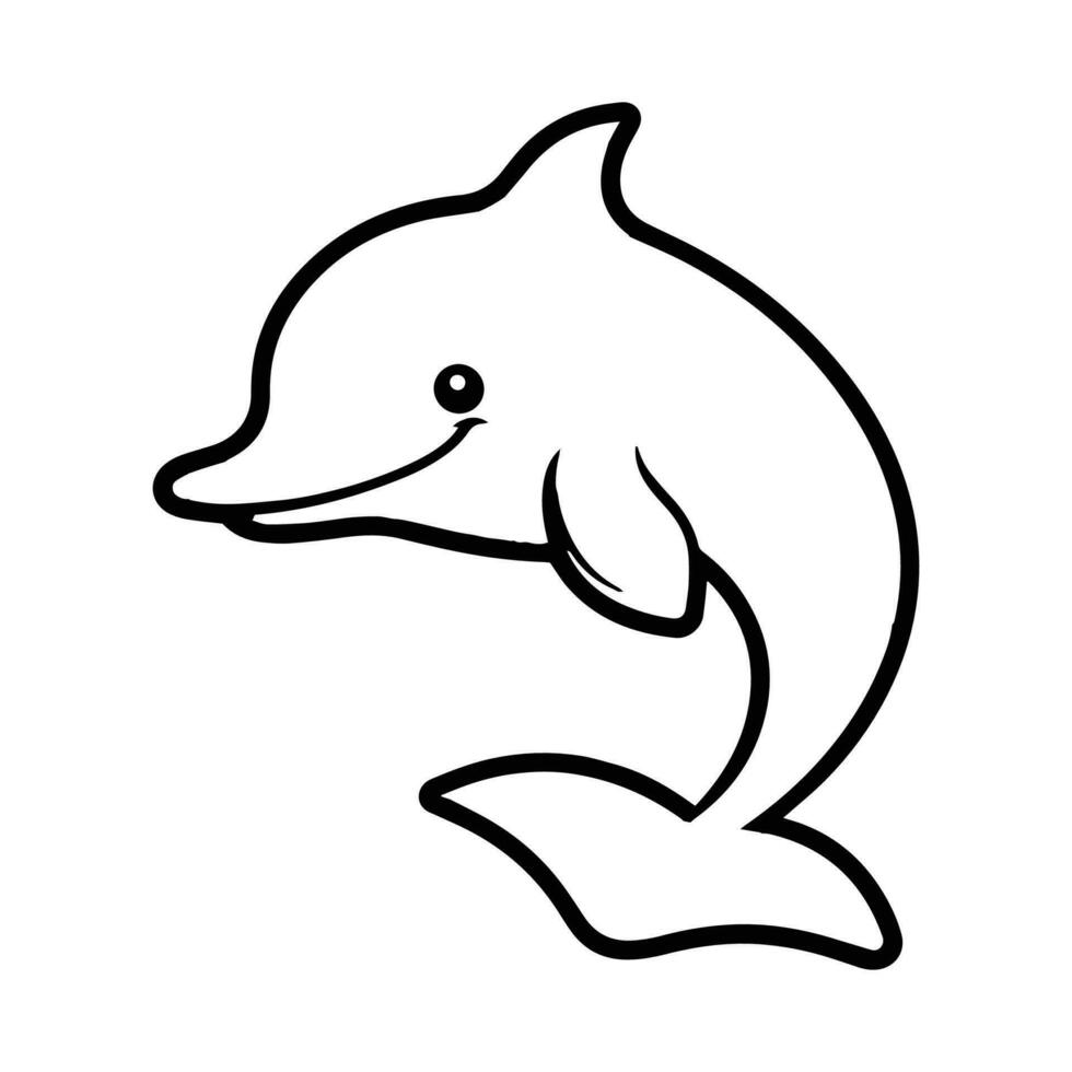 Hand Drawn cute dolphin in doodle style vector