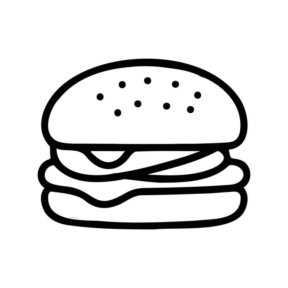 Hand Drawn hamburger in doodle style vector