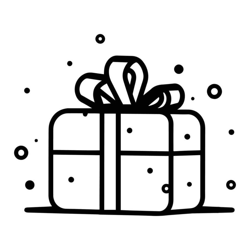 Hand Drawn gift box in doodle style vector