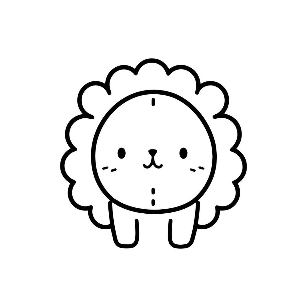 Hand Drawn cute lion in doodle style vector