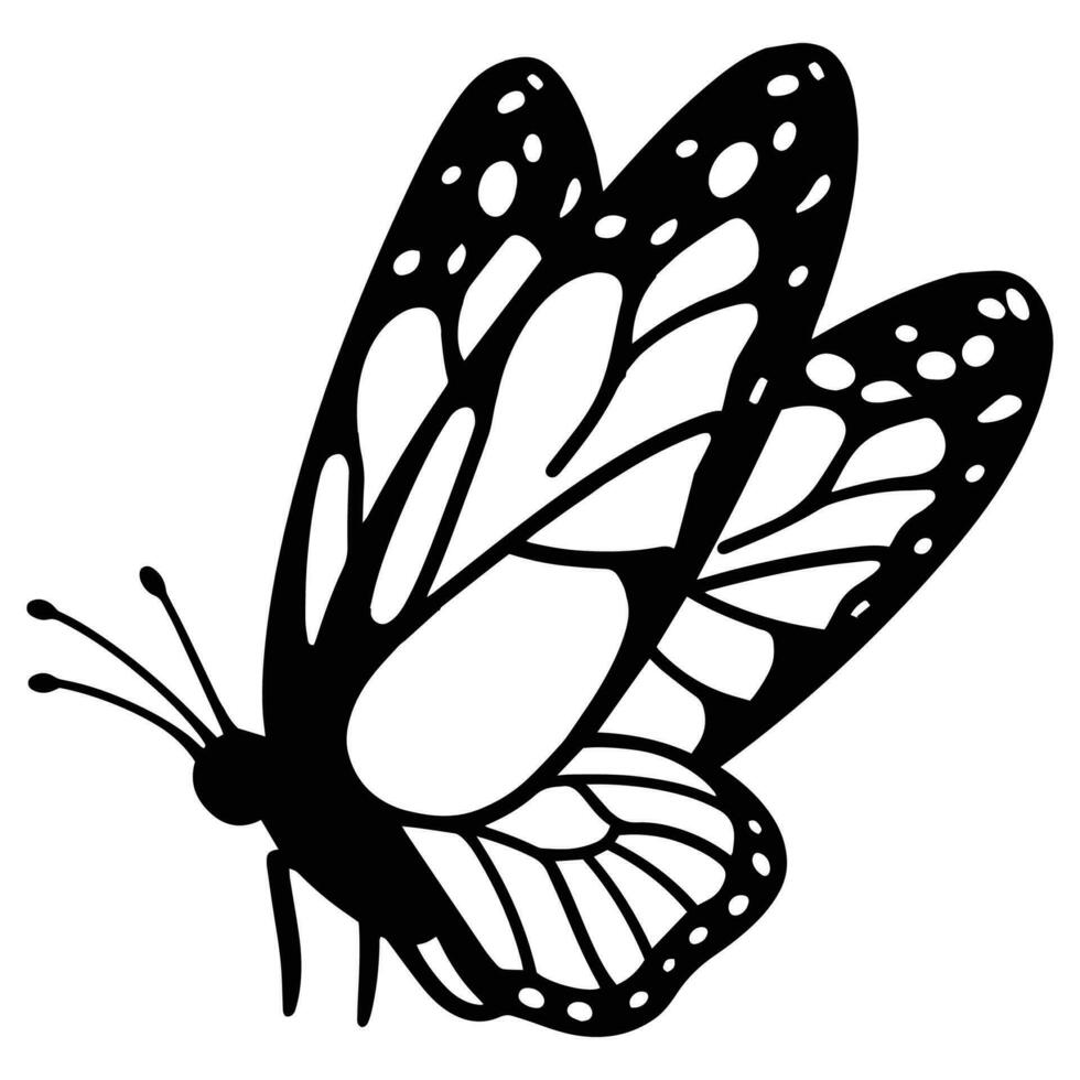 Hand Drawn butterfly in doodle style vector