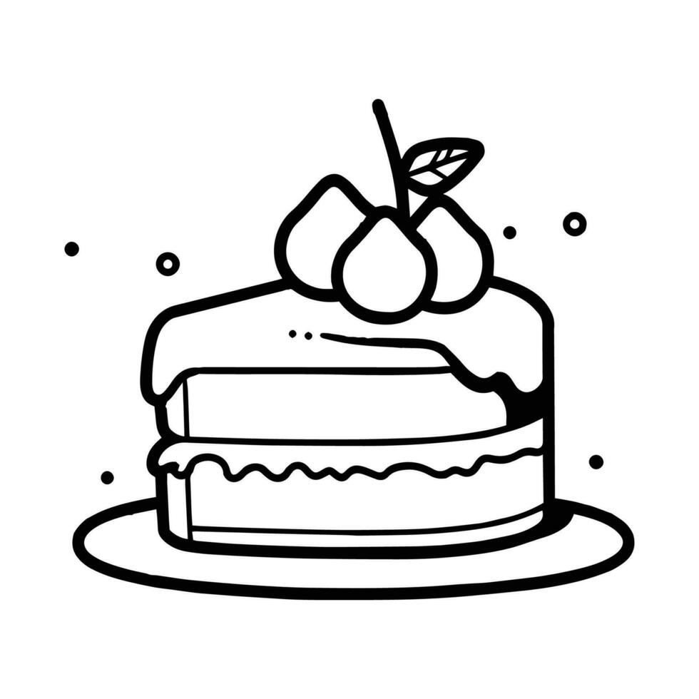 delicious cake in flat line art style vector