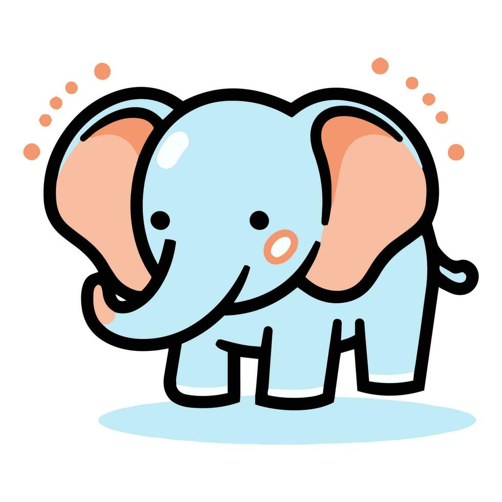 Hand Drawn cute elephant in doodle style vector