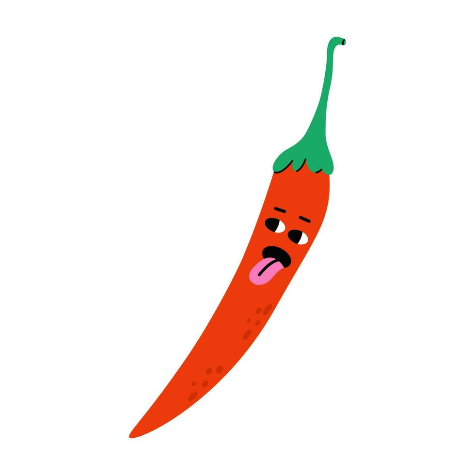 Red chilli pepper shows tongue vector