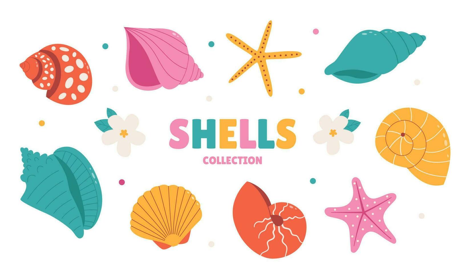 Tropical cartoon seashell vector