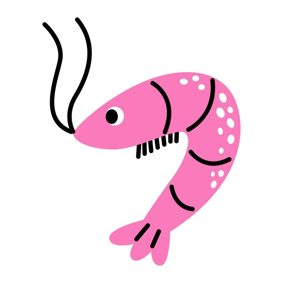 Cartoon cute shrimp illustration vector