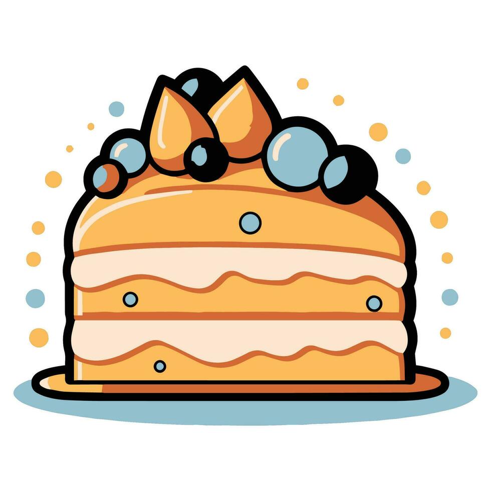 delicious cake in flat line art style vector