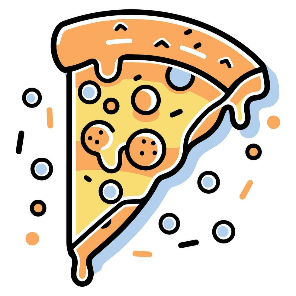 Pizza en plano línea Arte estilo vector